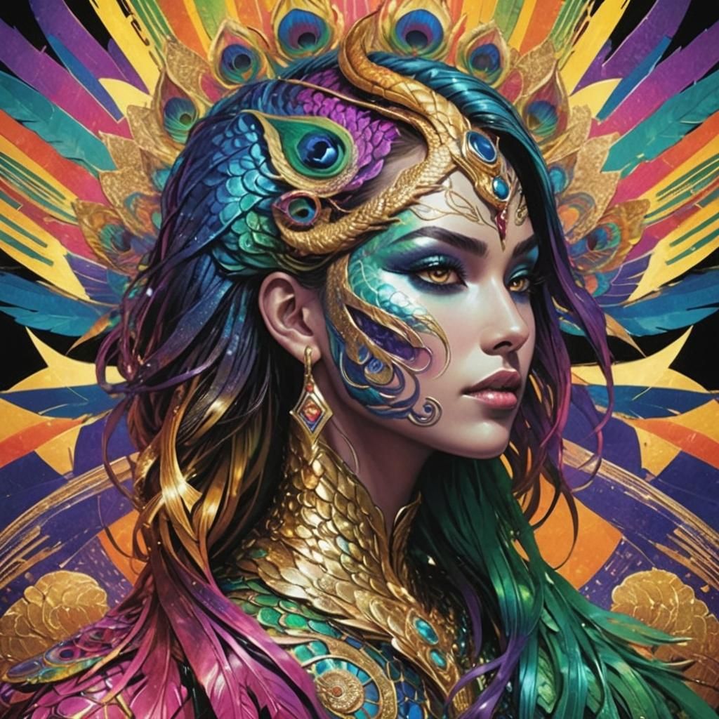 Rainbow Serpent Woman in Comic Book Art