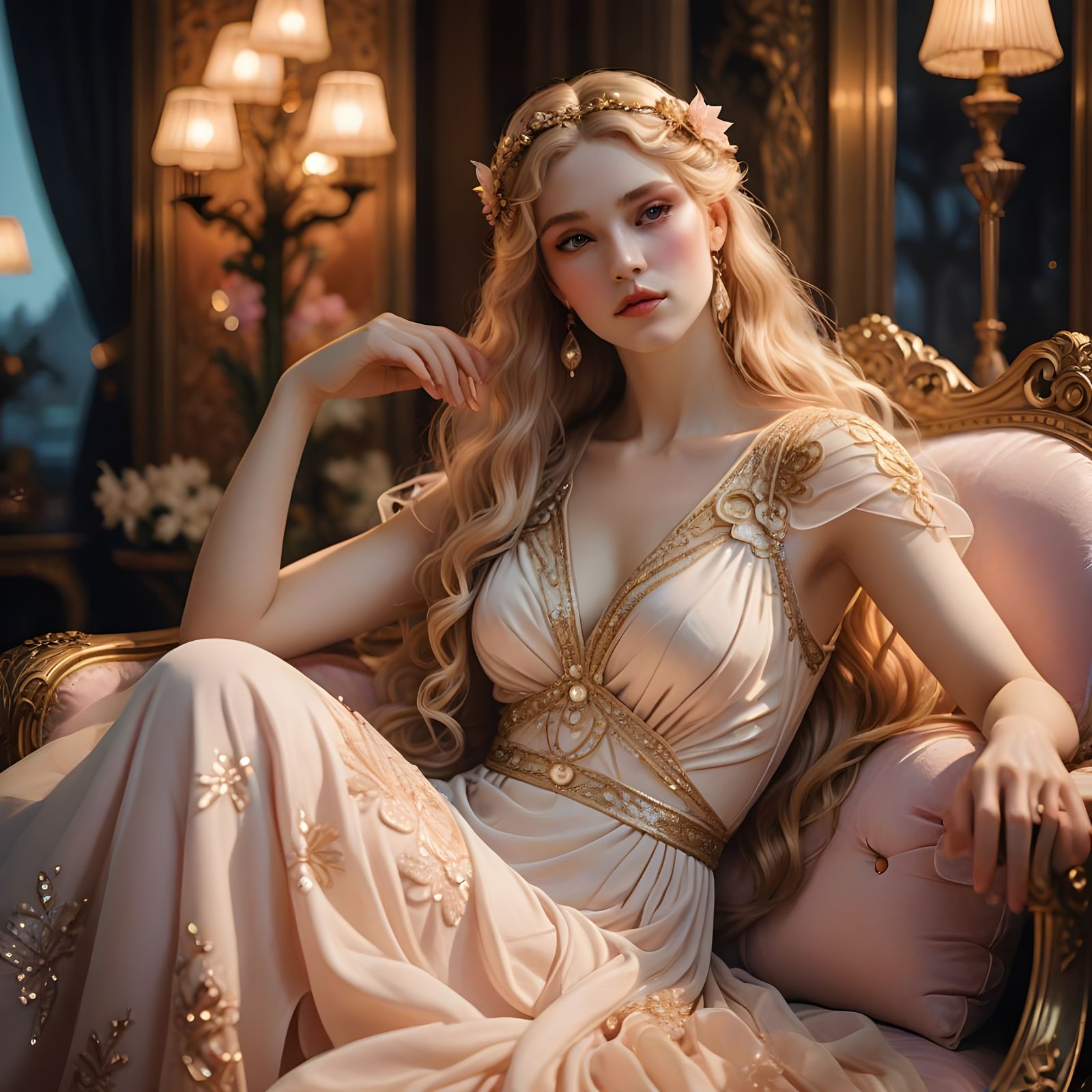 Greek Goddess in Art Nouveau Digital Fantasy Style