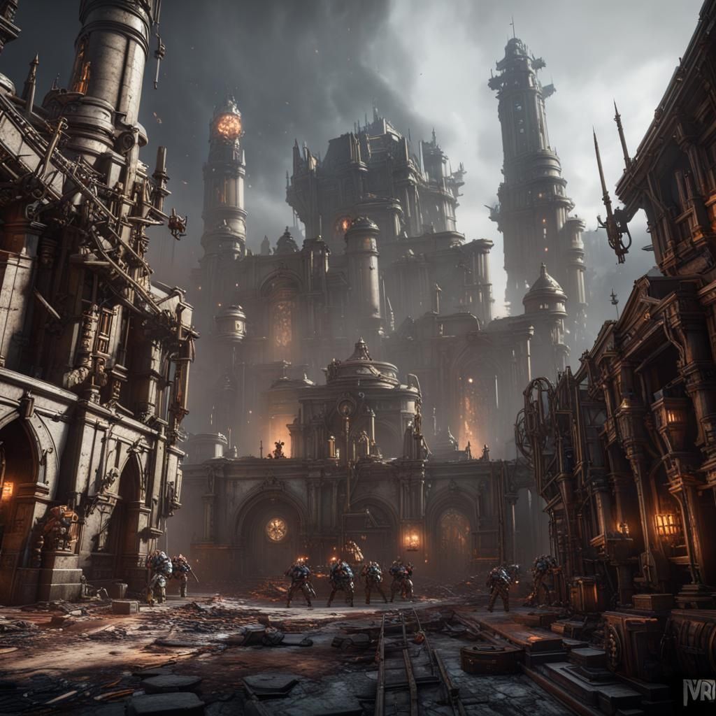 Warhammer 40K Hyperdetailed 3D Cinematic Scene