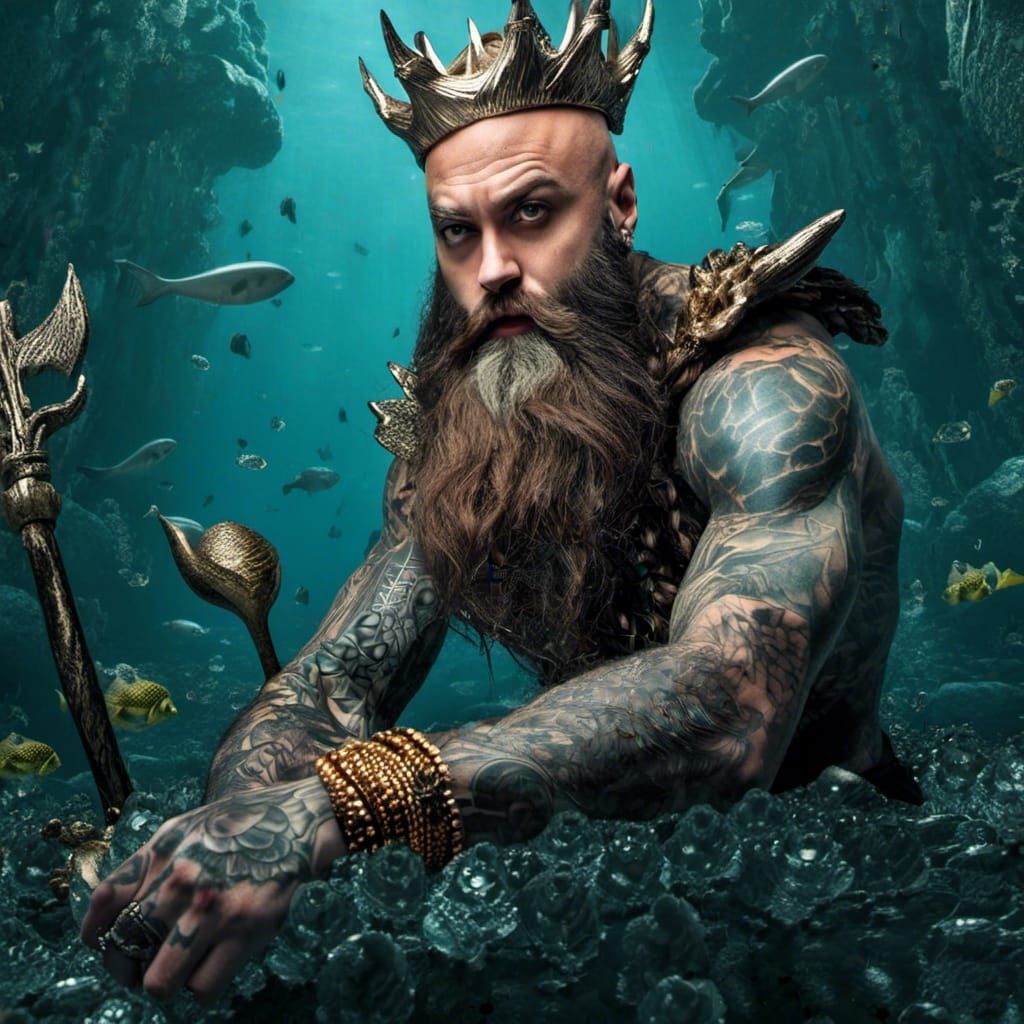 Hyperrealistic King Triton Portrait in Detailed Matte Painti...