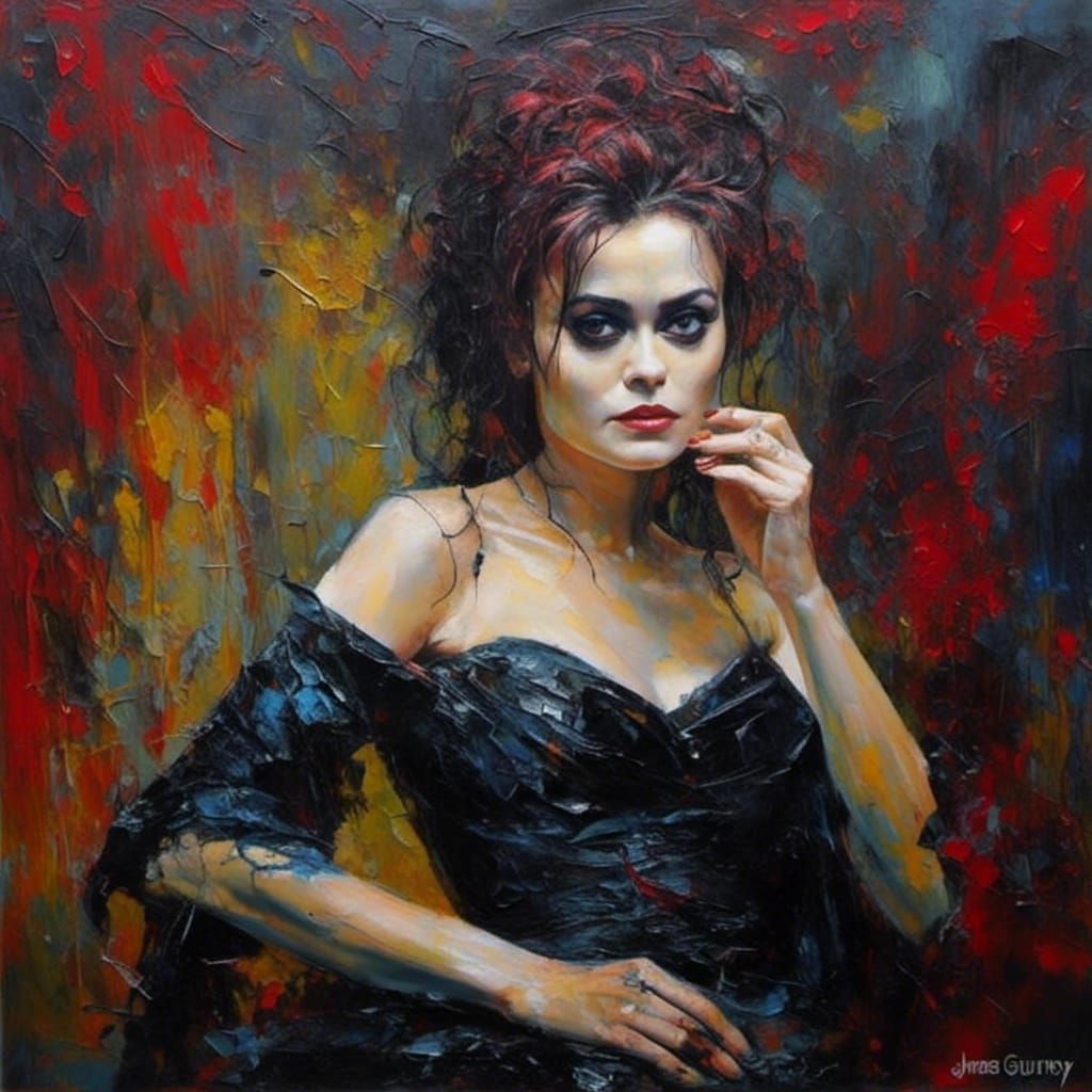 Helena Bonham Carter Impasto Style Portrait