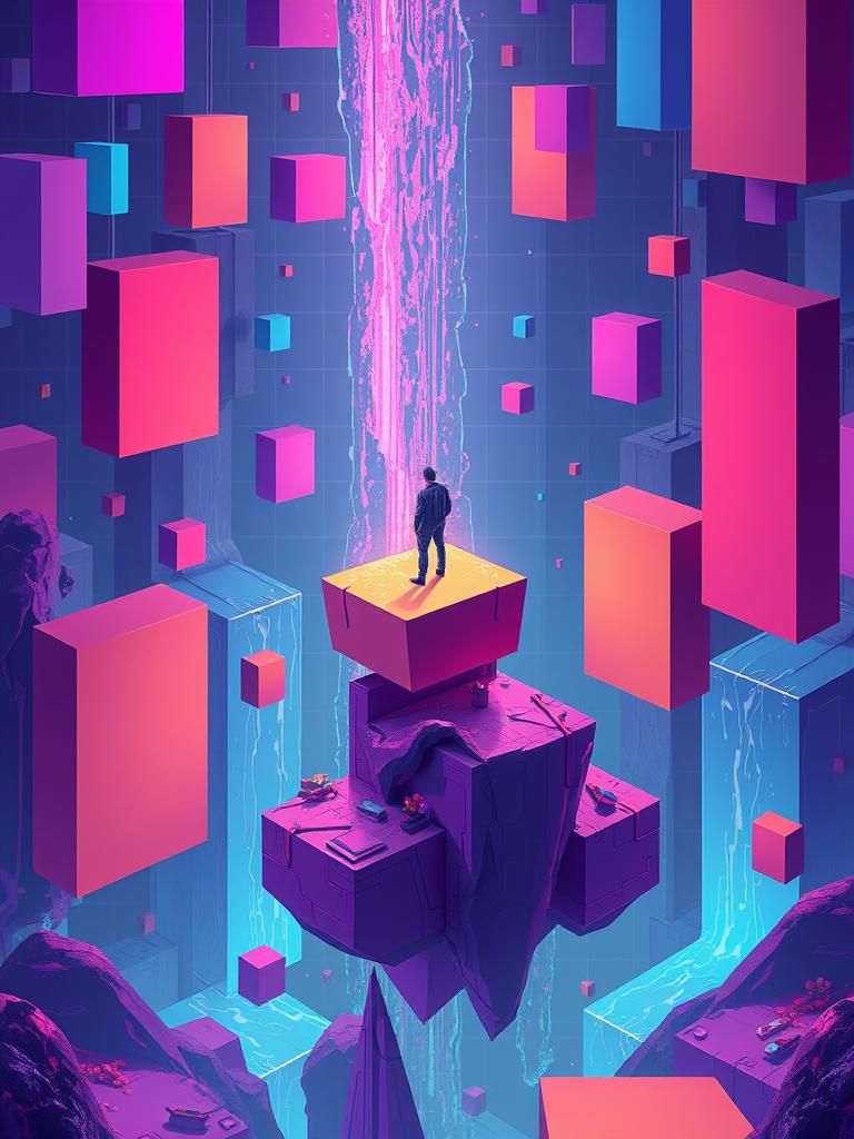 Pixelated Cyberverse: Glitching Neon Rectangles in 16-bit St...