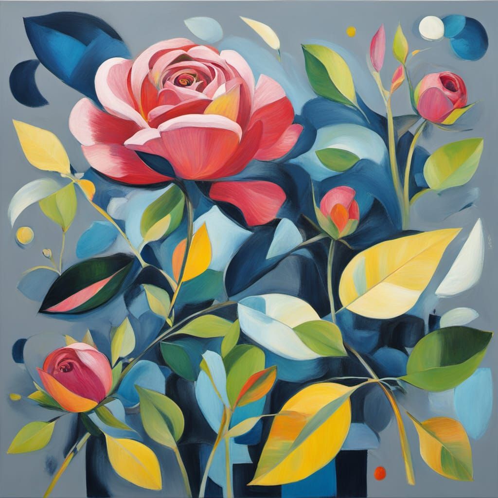 Astronaut Painted in Abstract Surrealism with Bauhaus and Fa...