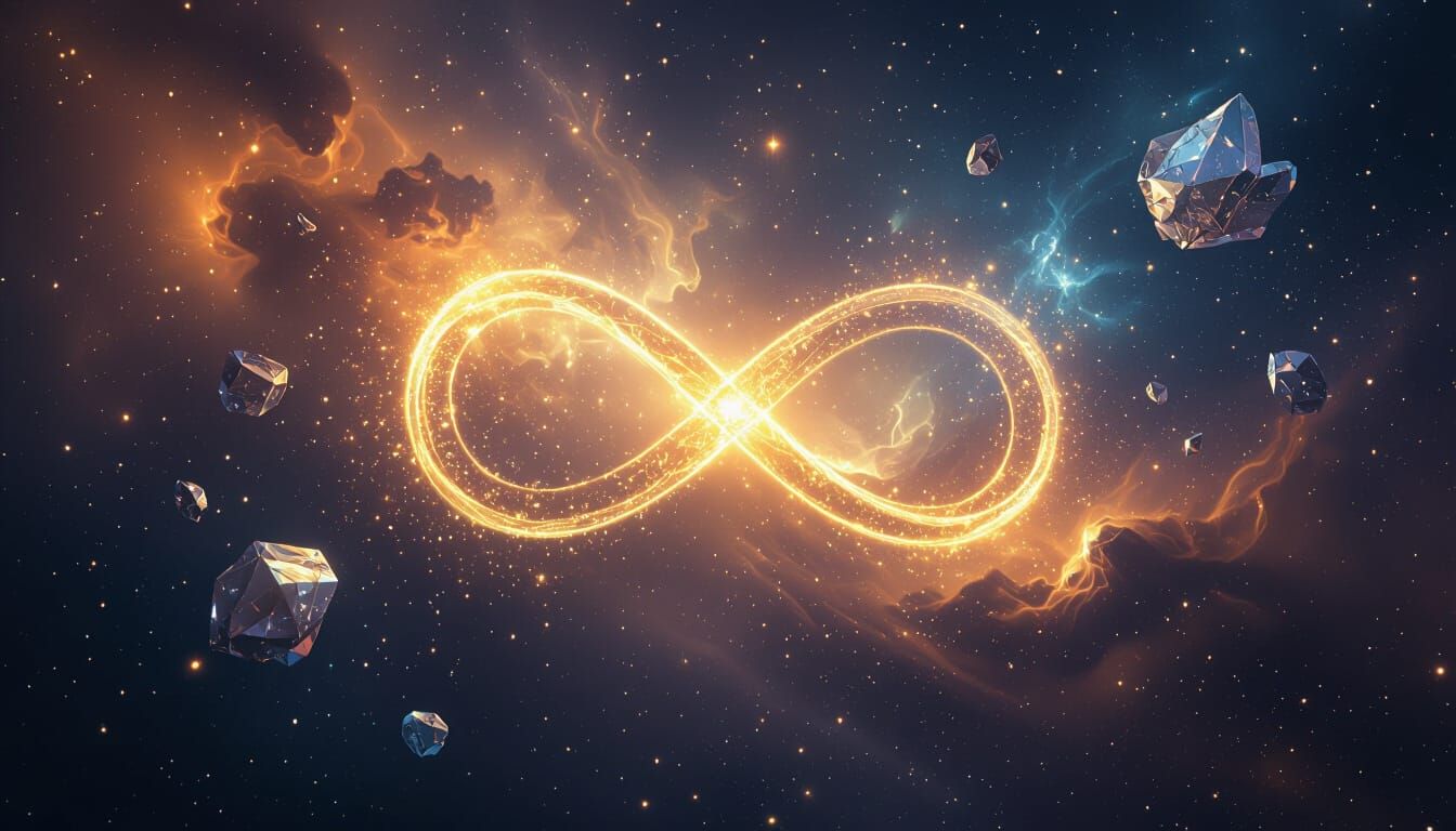 Golden Infinity Symbol in Cosmic Nebula