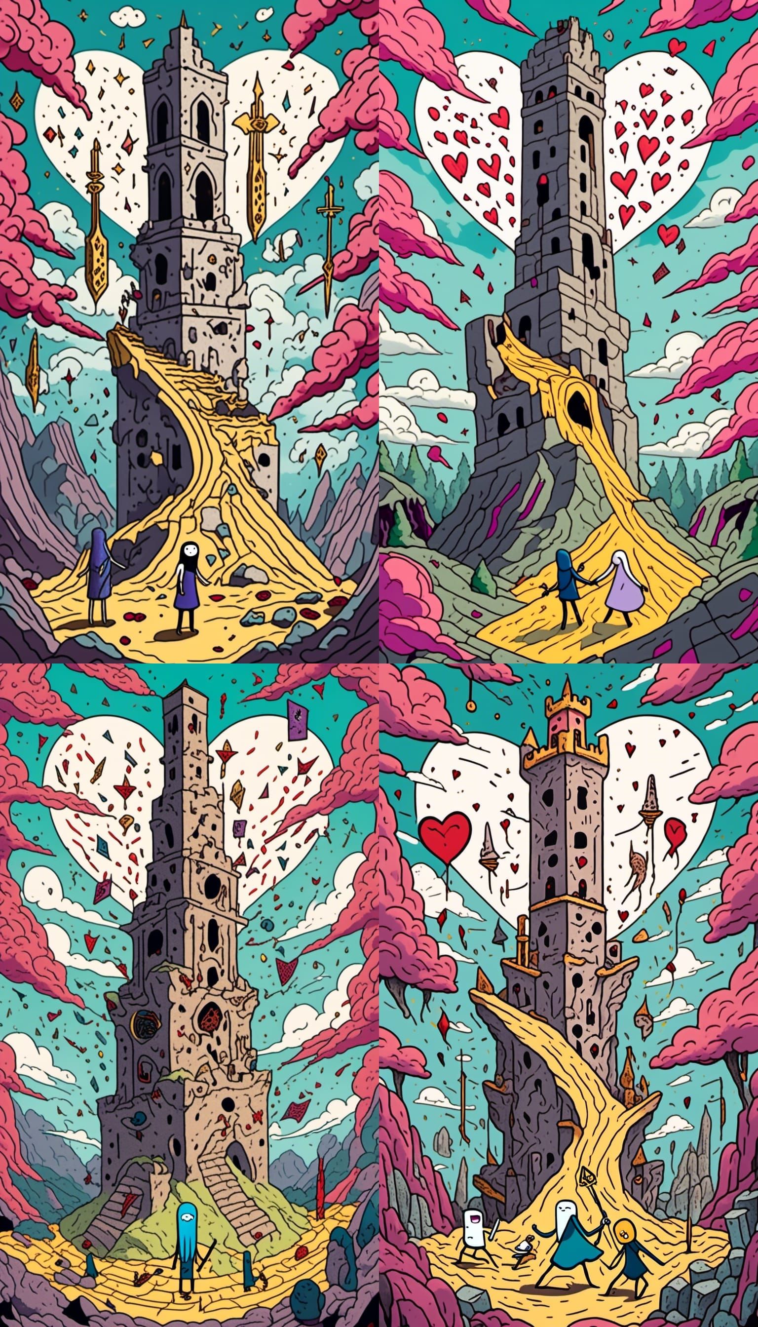 Tarot Card Interpretations in Adventure Time Style