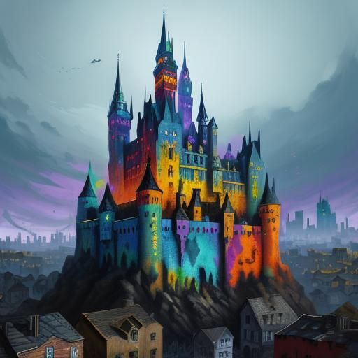 Graffiti Castle in Rickety Town: Digital Street Art