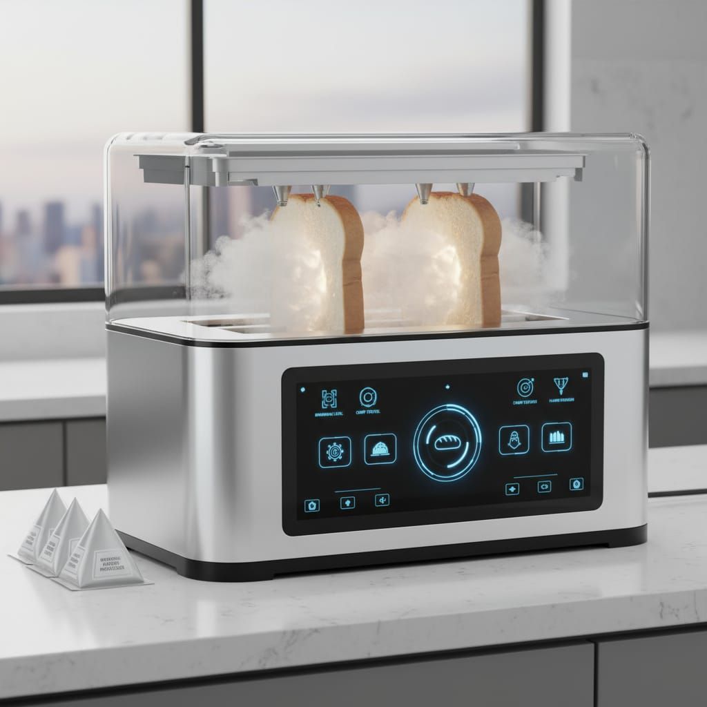 Futuristic AI Toaster Synthesizes Bread from Powder