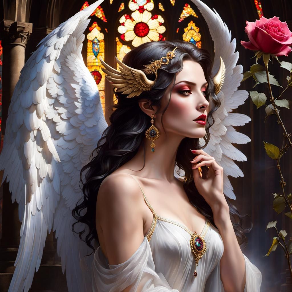 Angelic Demon Kiss in Ethereal Monastery