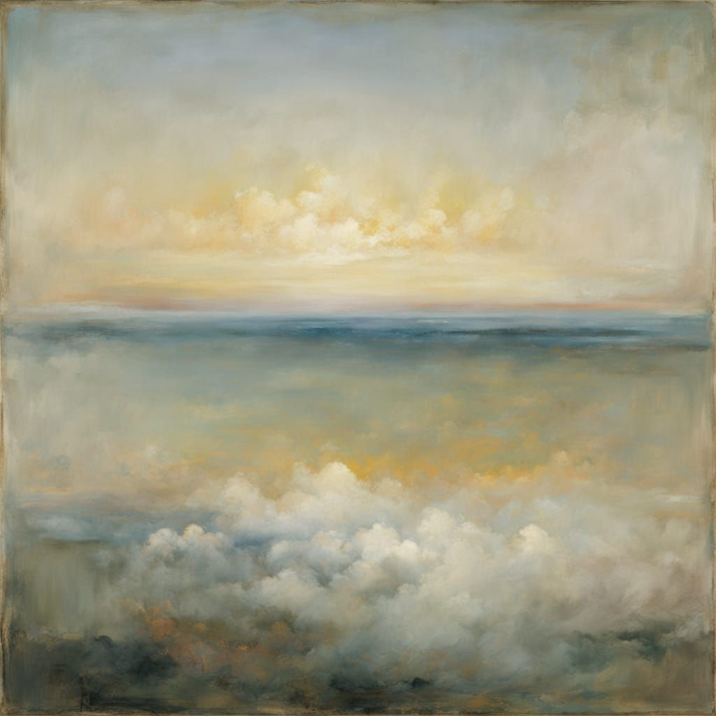 Surreal Butterfly Amidst Heavenly Clouds in Romantic-Era Sty...