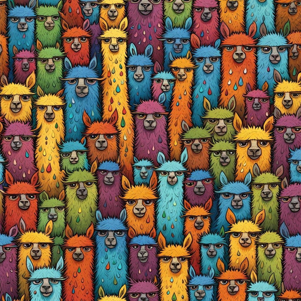 Vibrant Llama Gathering in 3D Rendered Style