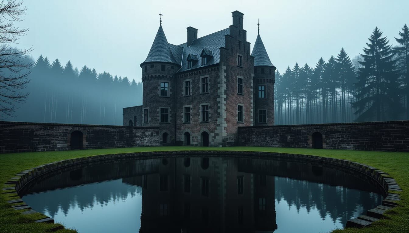 Eerie Fortress Estate in Dark Industrial Style