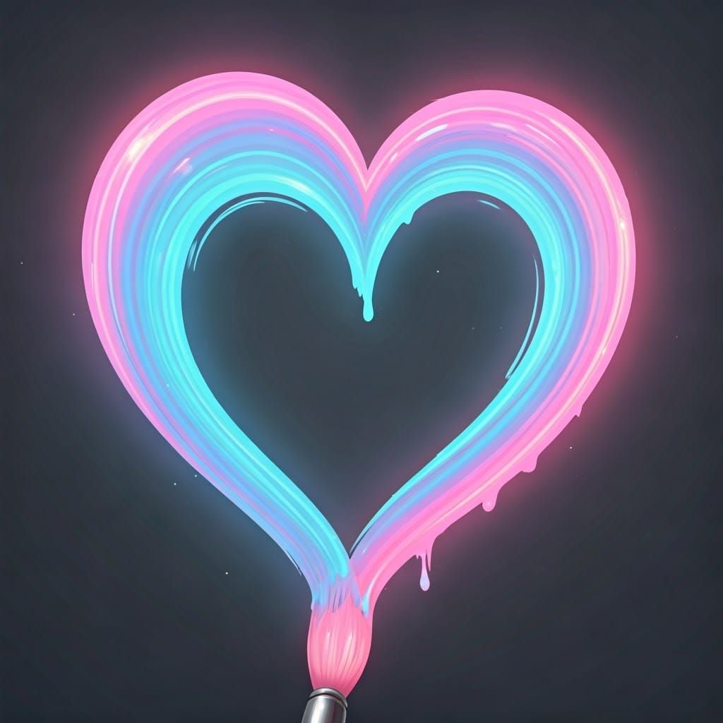 Heart Painted with Vibrant Brush in Whimsical Gradient