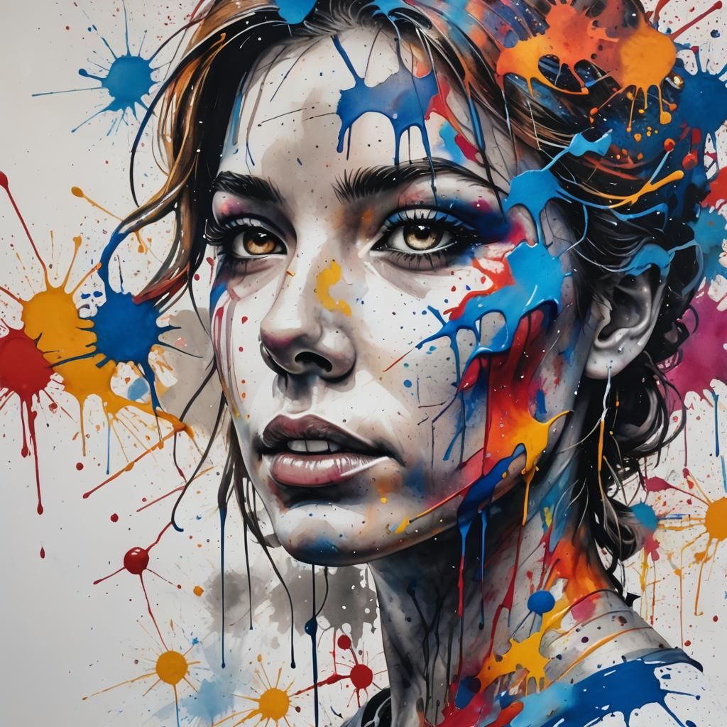 Colorful Graffiti Art on White Wall in Splash Art