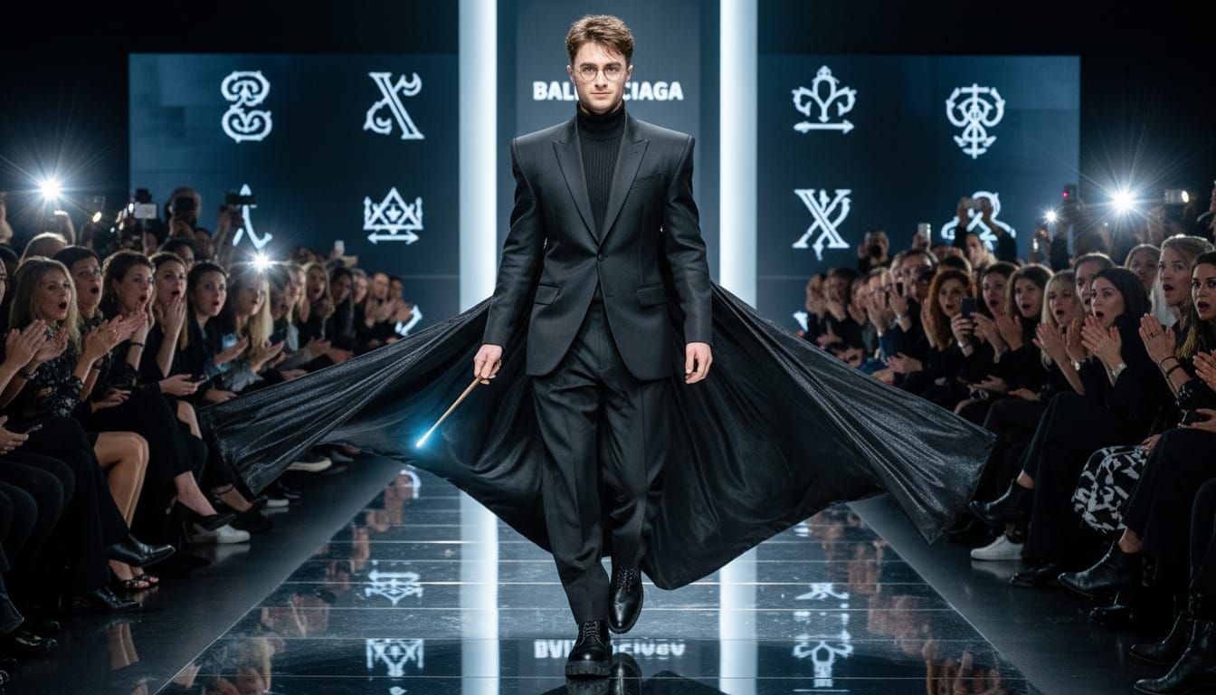 Harry Potter as High Fashion Model on Catwalk
