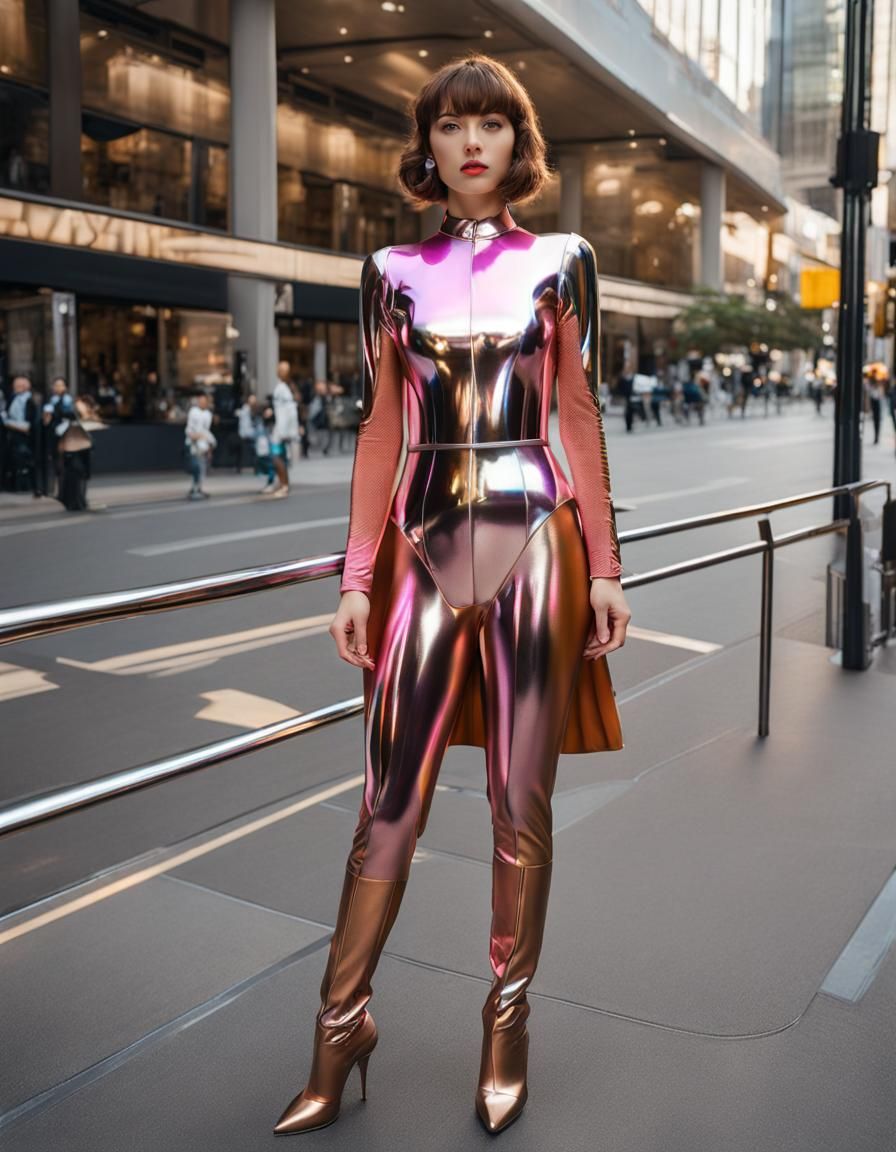 Futuristic Woman in Latex Dress, Sorayama Style