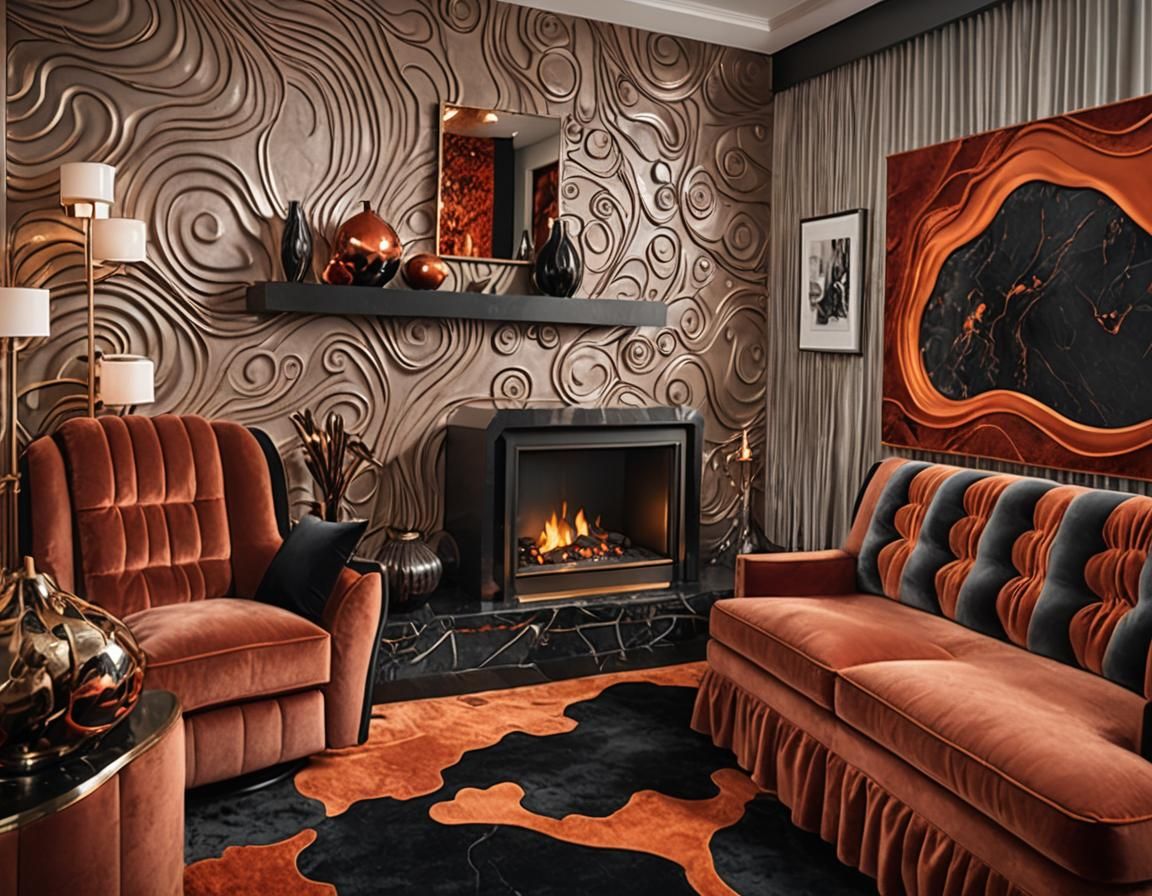 Lava Deco Living Room with Molten Aesthetic