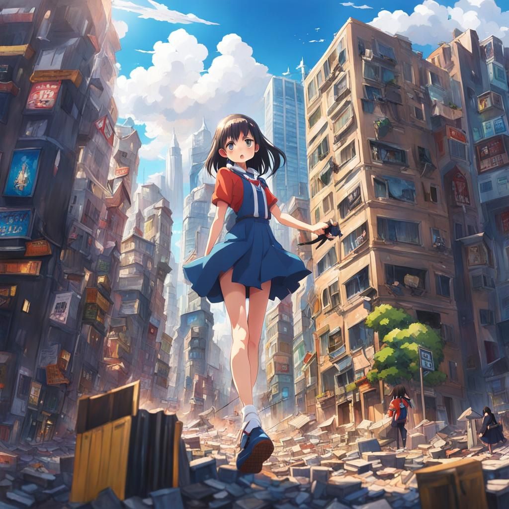 Giant Anime Girl Destroys City