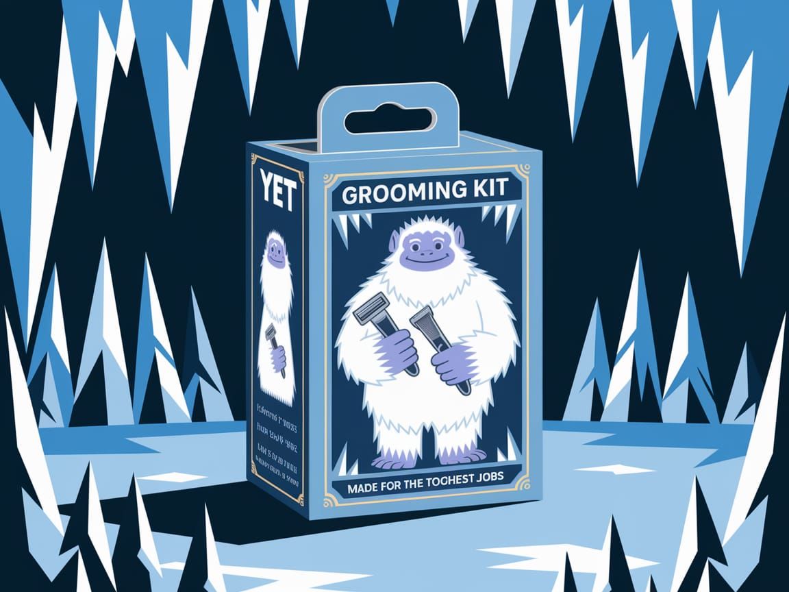 Yeti Grooming Kit in an Icy Shop, Fantasy Design
