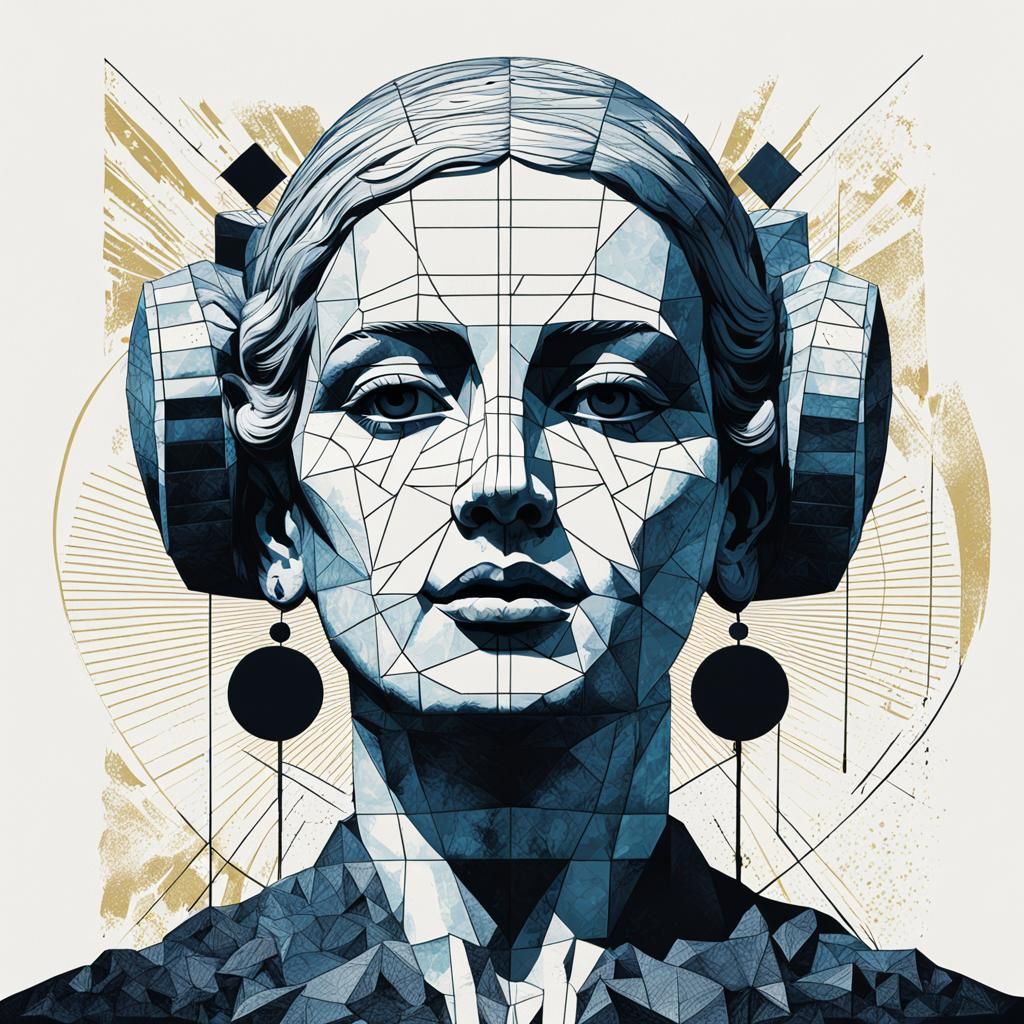 Rock'n'Roll Album Cover with Female Statue in Pop Art