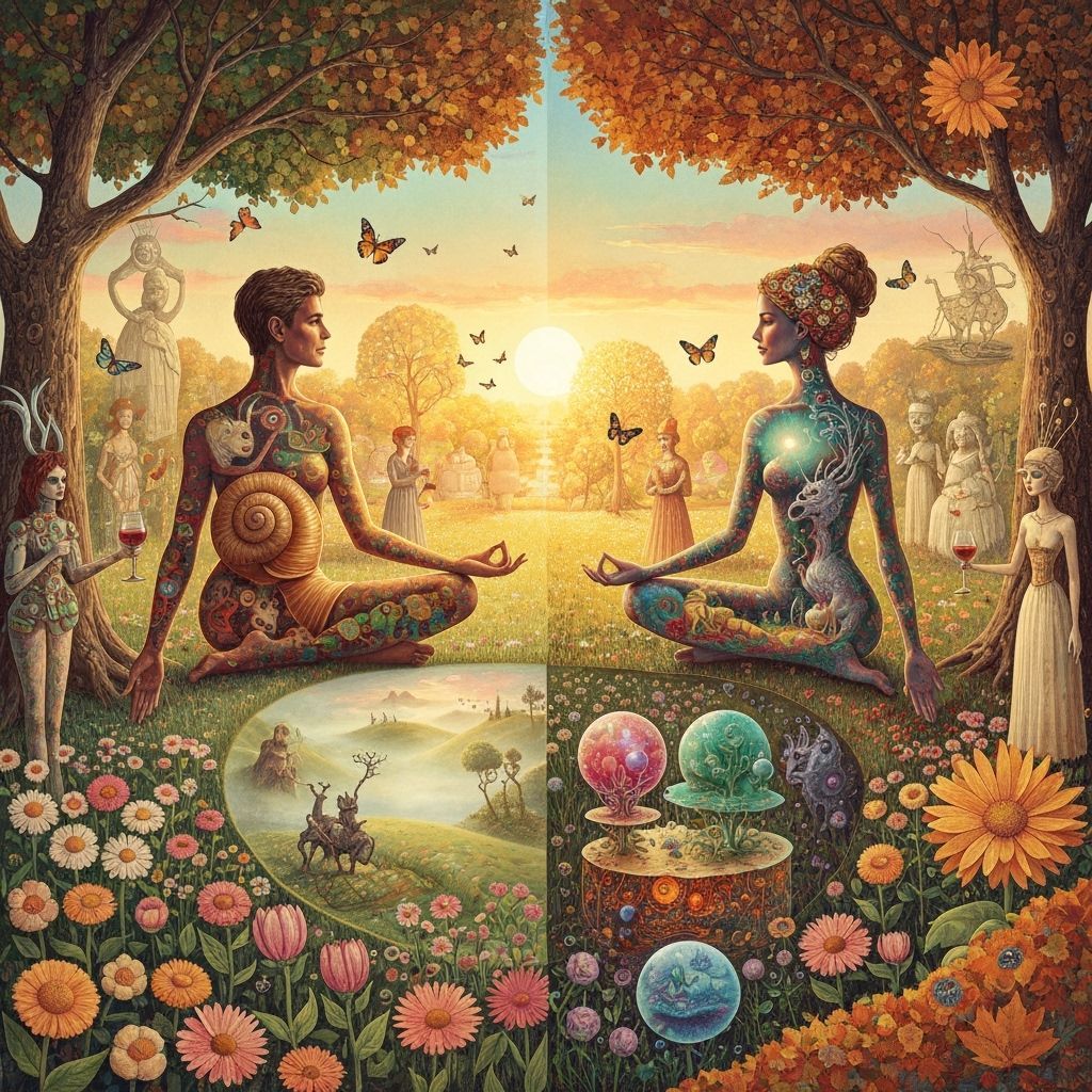 Surreal Whimsical Garden with Mystical Woman: Expressionist ...