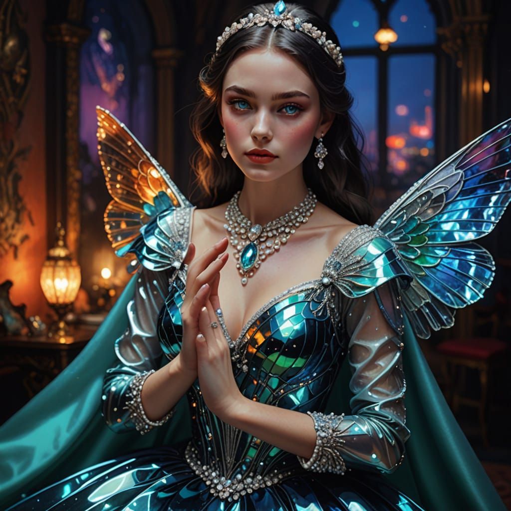 Ethereal Luxury: Stunning Woman in Pearls and Diamonds