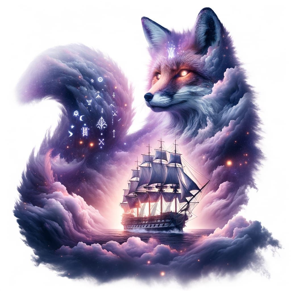 Ethereal Fox Warship: A Digital Surrealism Artwork