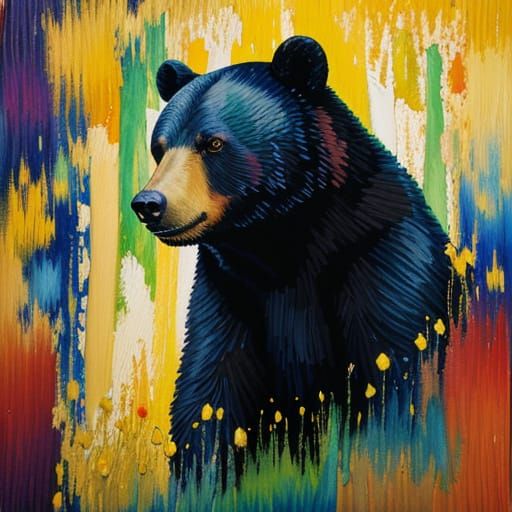 Black Bear as Impressionist Gouache Painting