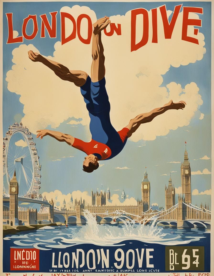 1948 London Olympics High Dive Poster Art