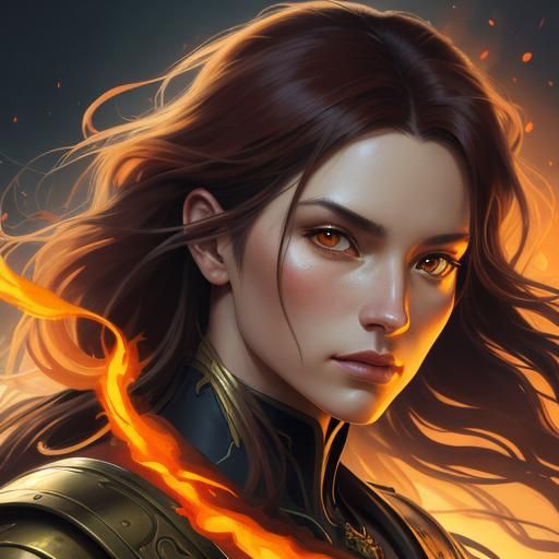 Fiery Portrait in Realistic Anime Style