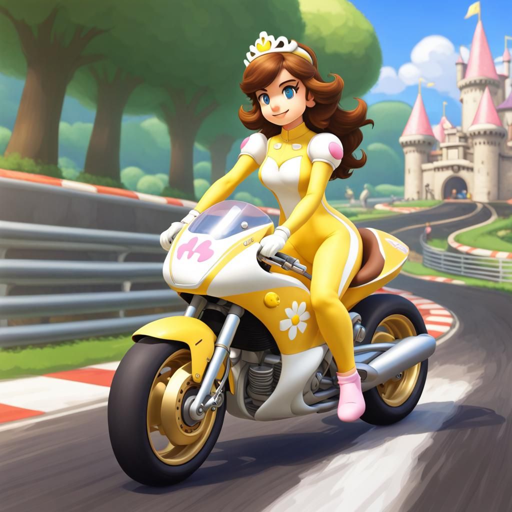 Princess Daisy on Super Mariokart in Nintendo Style