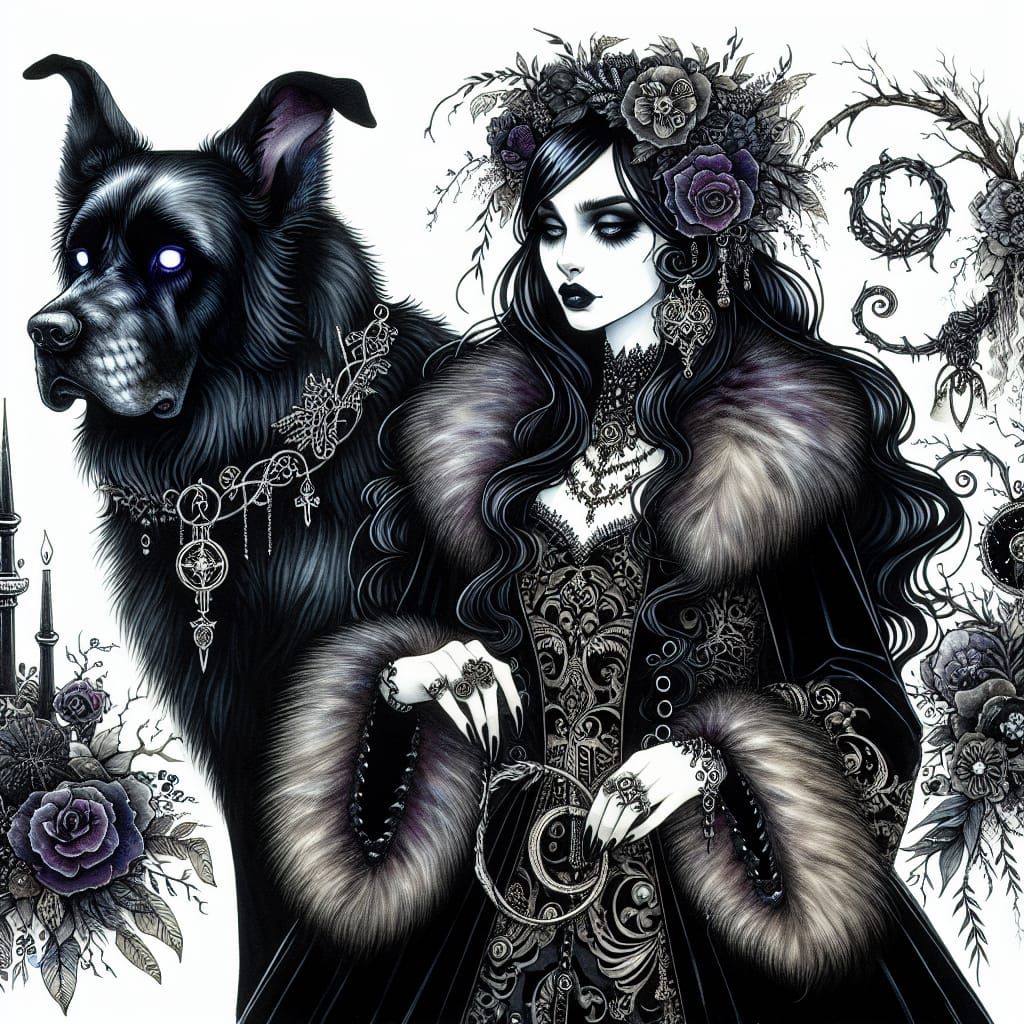 Goth Princess in Alcohol Ink Illustration