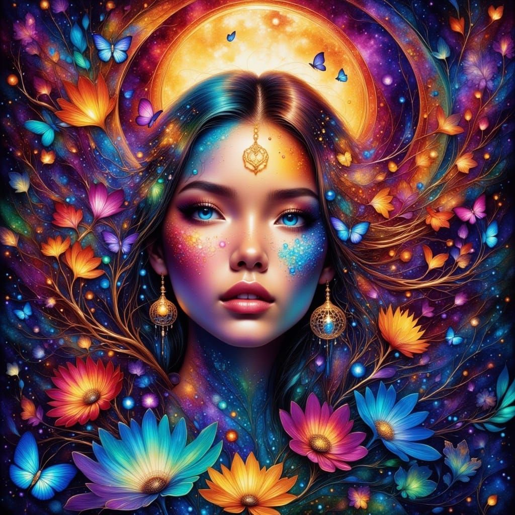 Abstract Color Luminism in Fantasy Ink Style