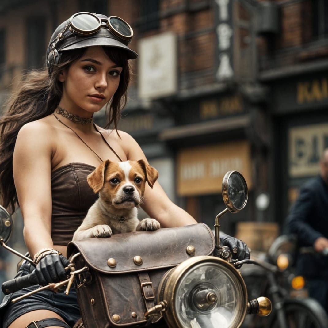 Steampunk Courier on Victorian Street