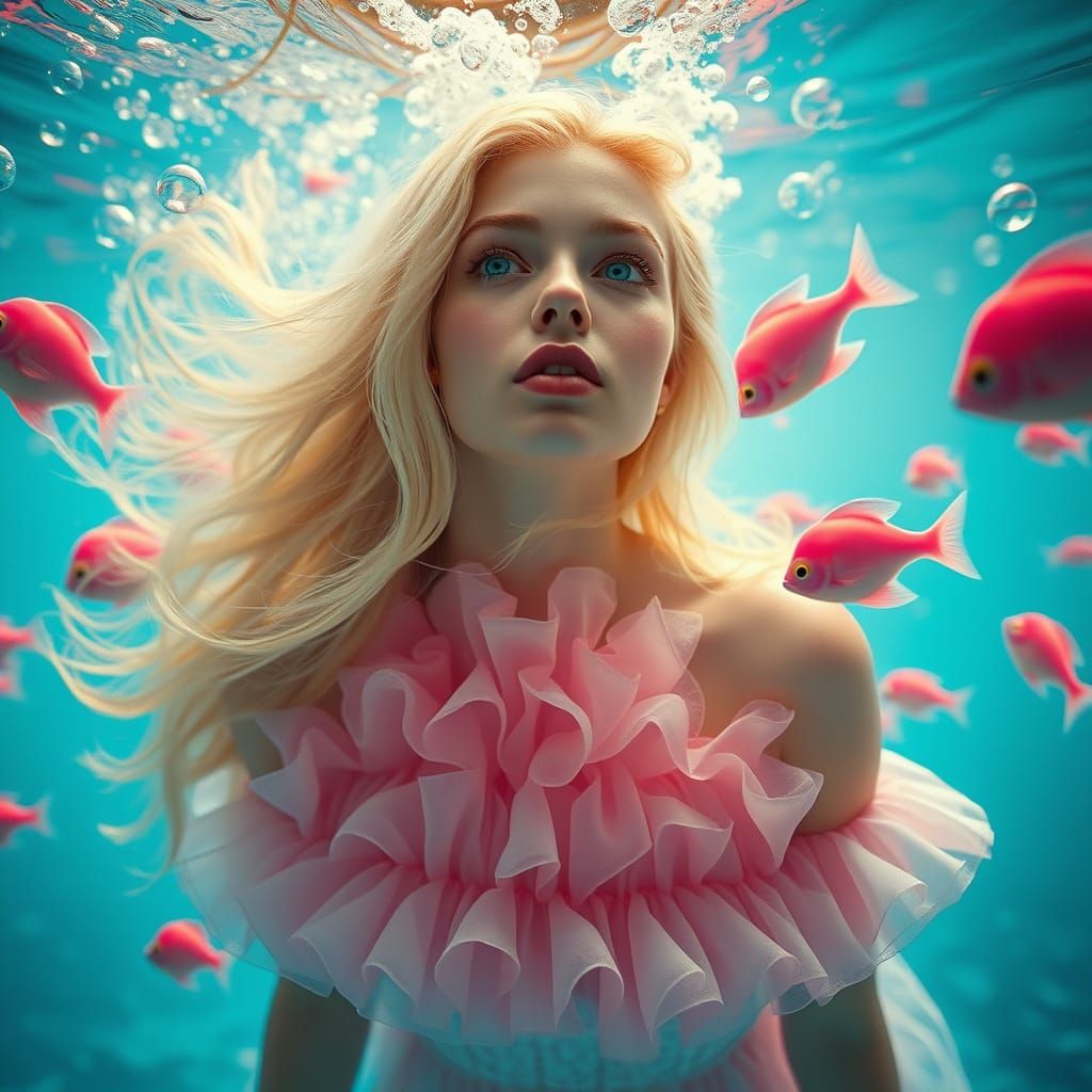 Ethereal Underwater Portrait in Surrealism Style