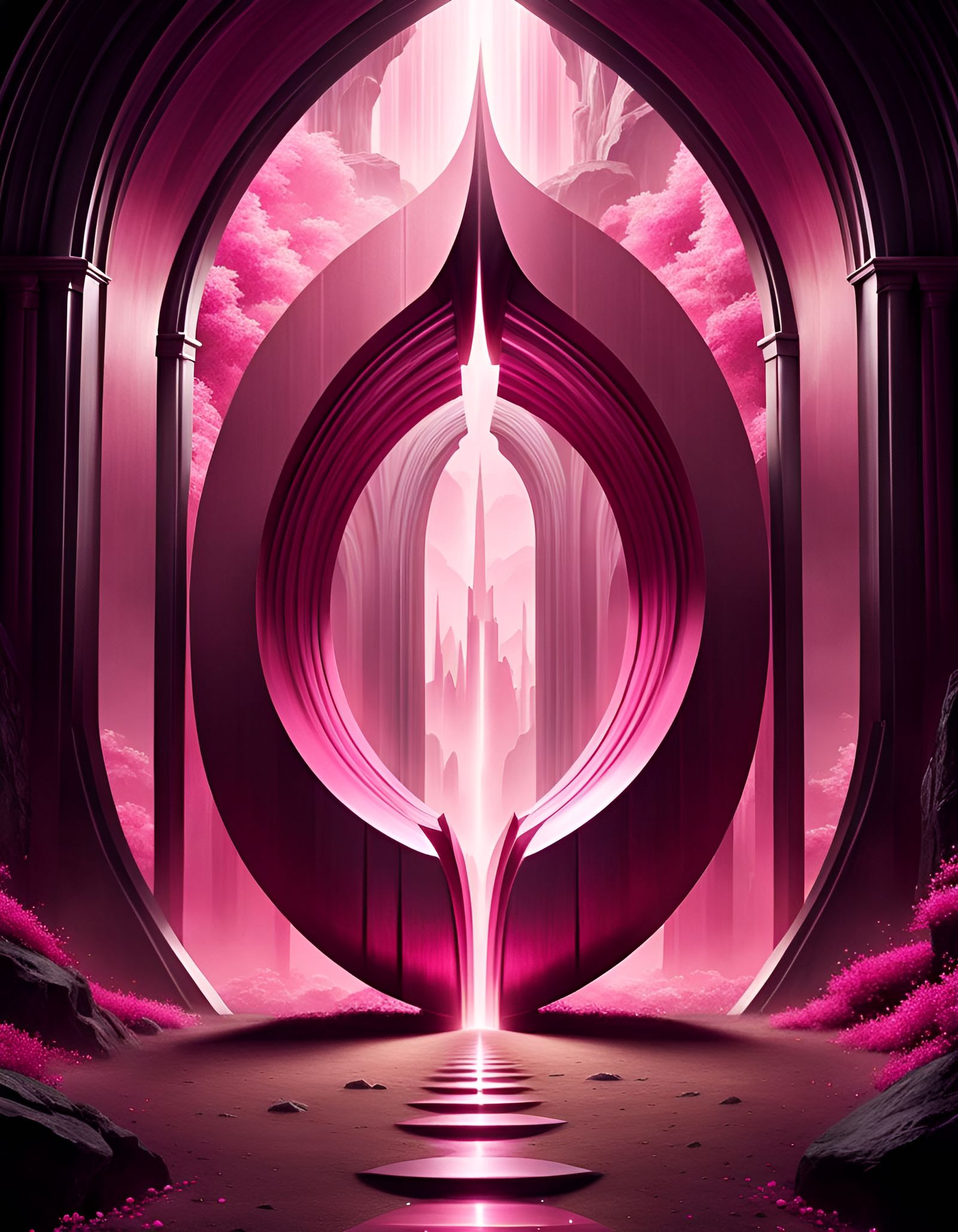 Surreal Pink Portal to Another Reality