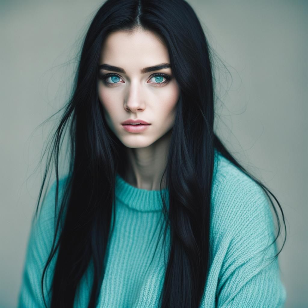 Portrait of a Young Woman with Black Hair