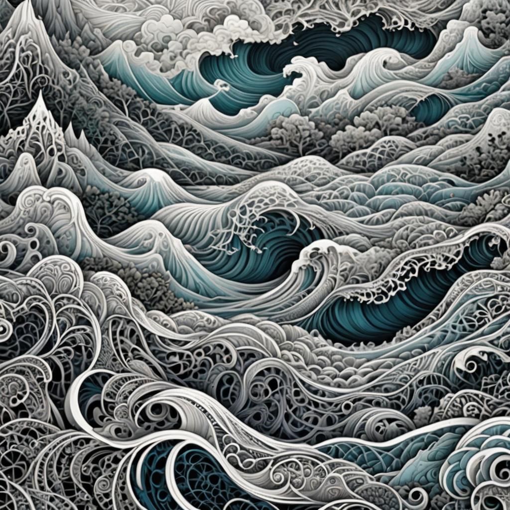 Underwater Zentangle Dreamscape in Vibrant Digital Art