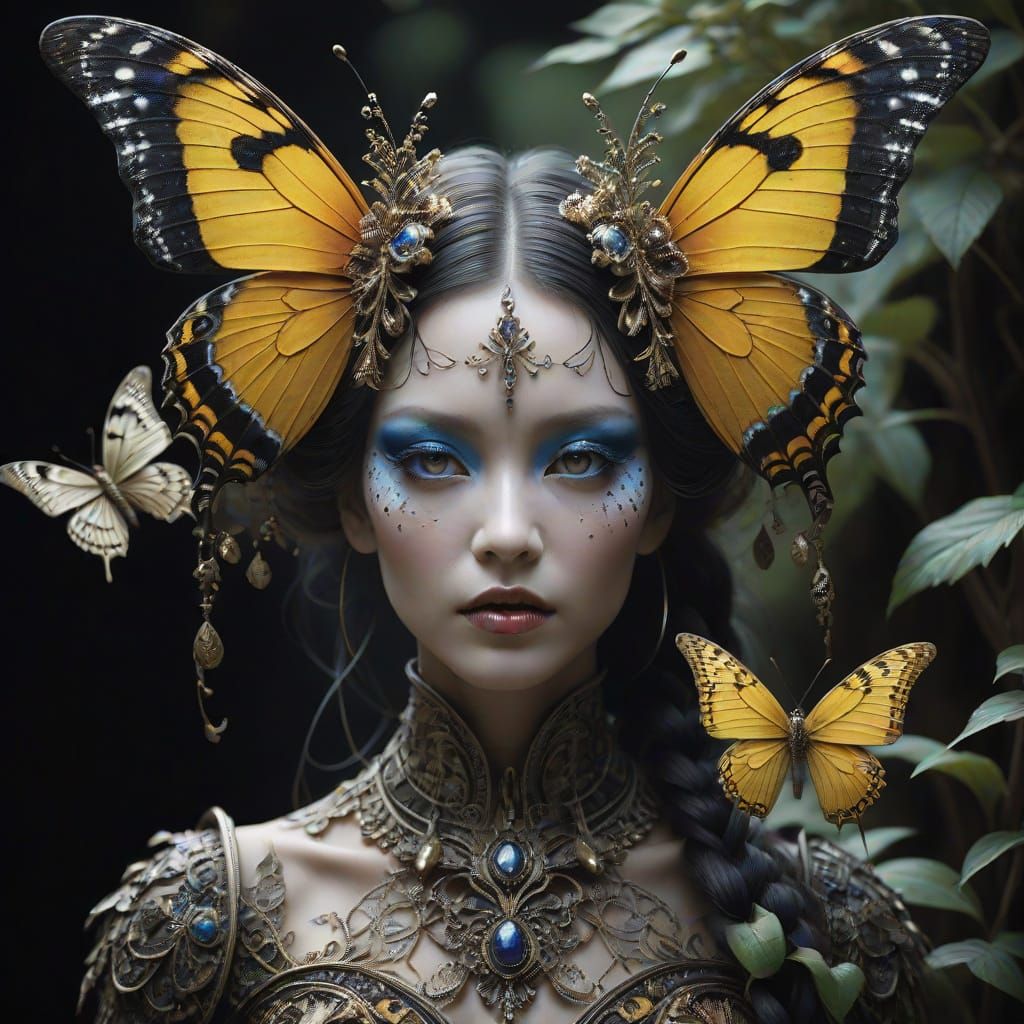 Butterfly Perched on Ancient Battle-Inspired Textured Stone