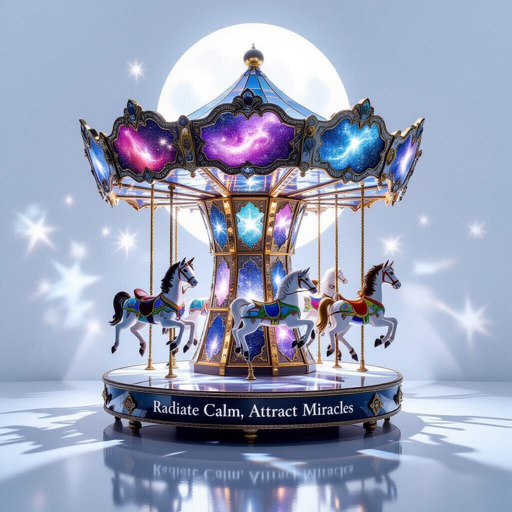 Mirrored Mosaic Carousel Under Ethereal Moonlight