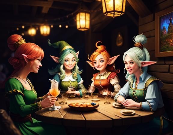 Enchanted Gnomes: A Whimsical Tavern Scene