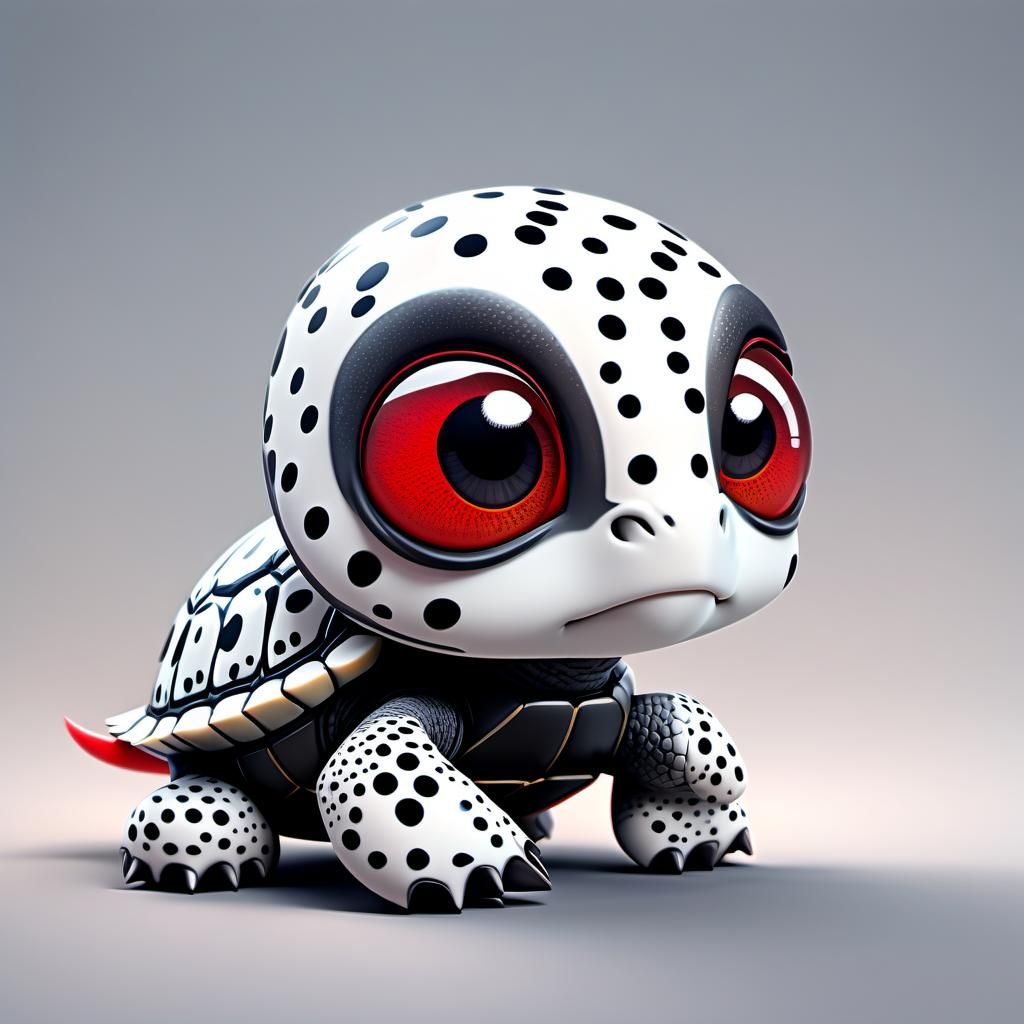 Chibi Polka Dot Turtle: Detailed Fantasy Concept Art
