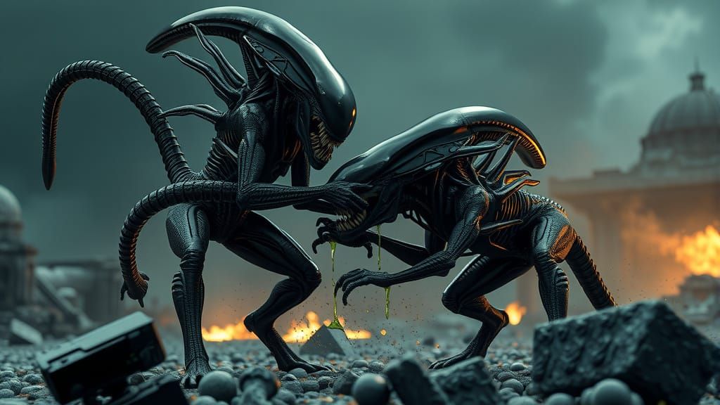 Alien Warriors Engage in Brutal Combat