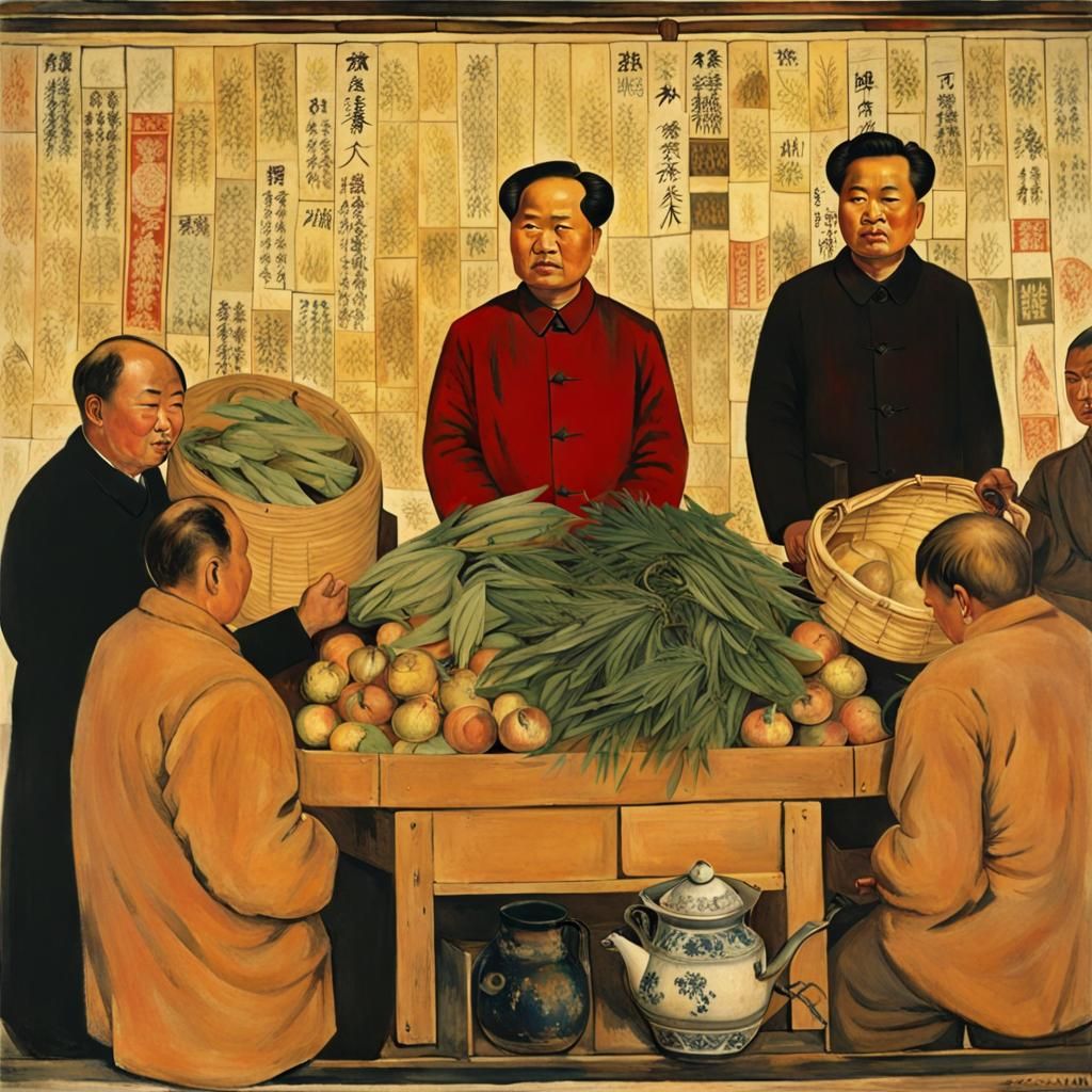 Chairman Mao at Harvest Festival, Classical Painting Style