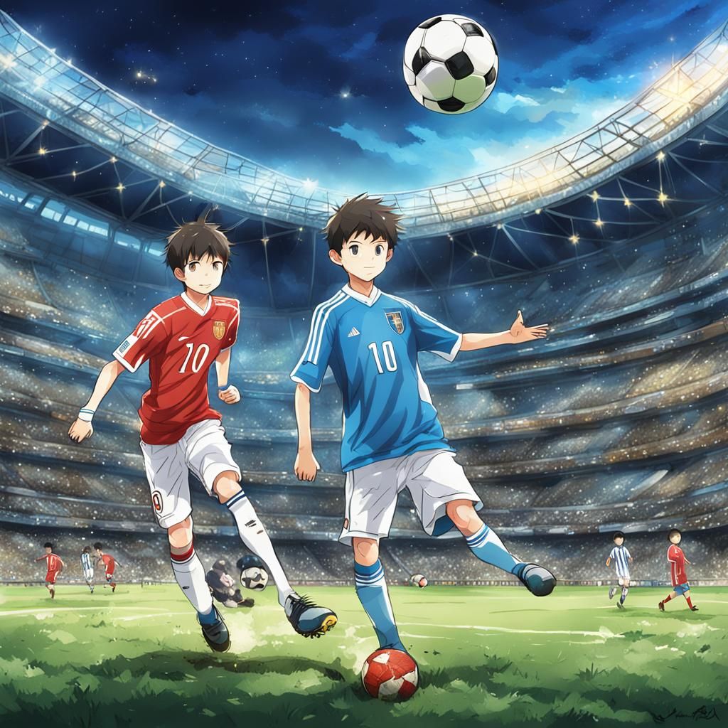 Anime Style: Boy Takes Penalty Kick