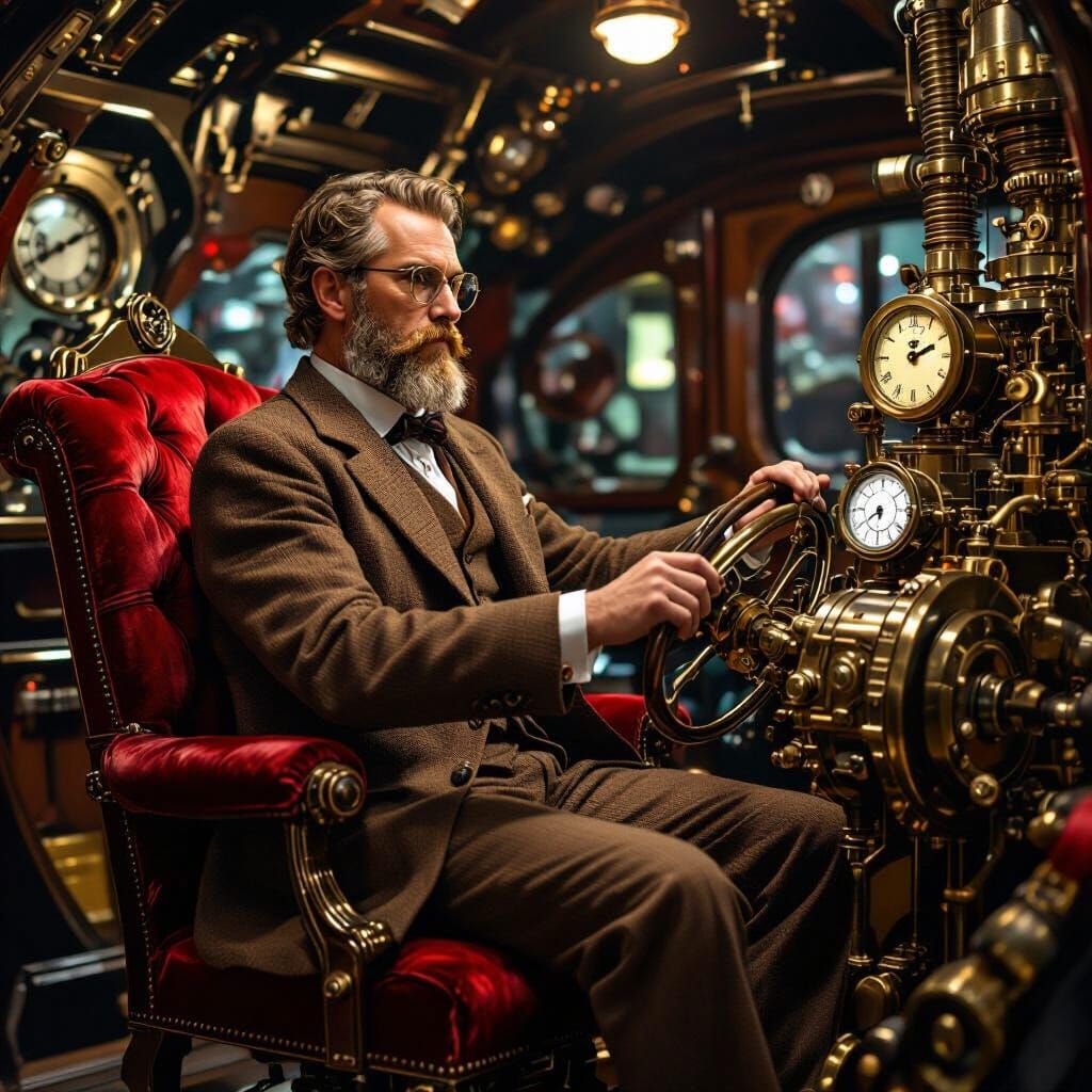 Victorian Scientist and Steampunk Time Machine