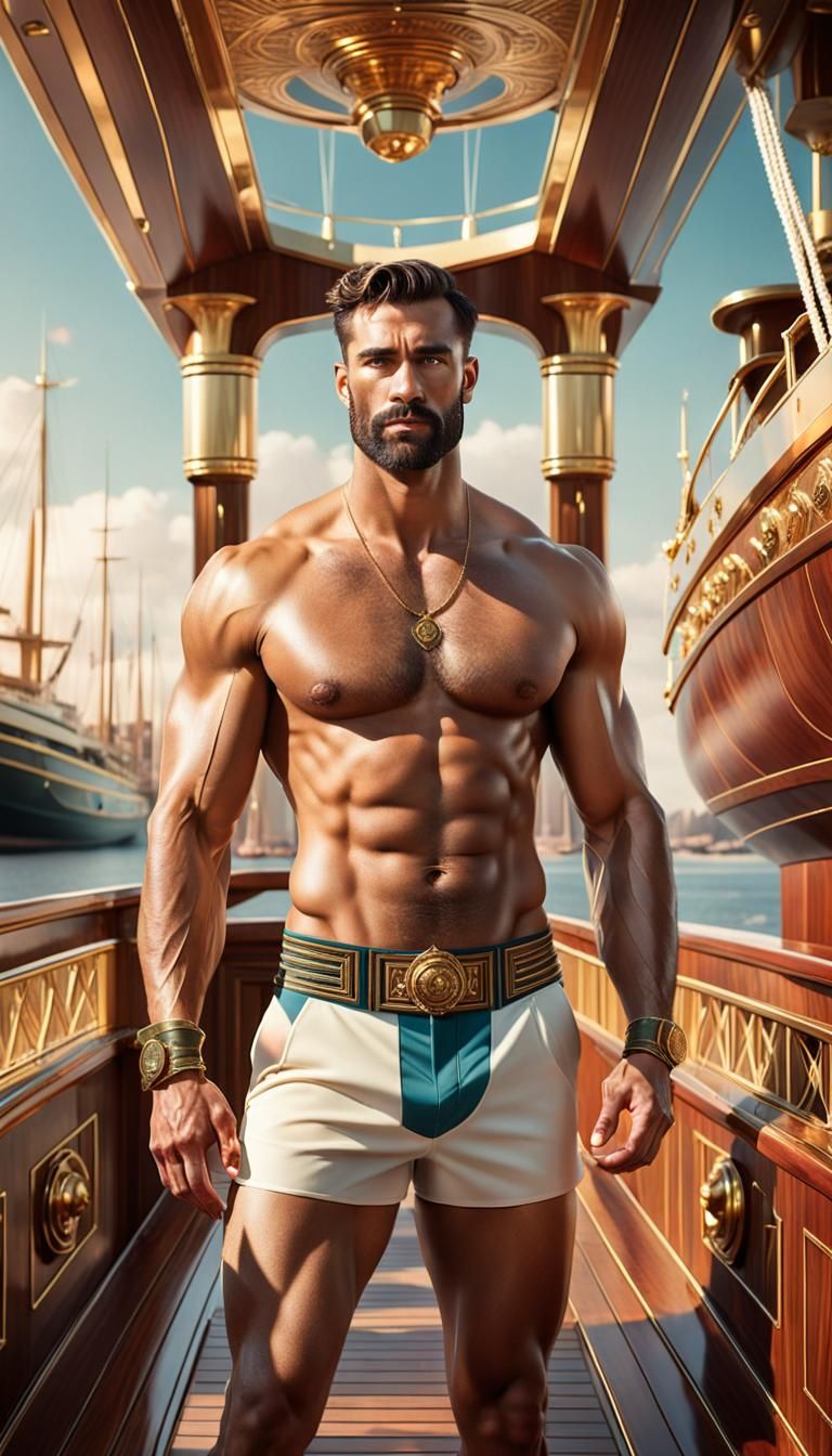 Art Deco Sailor on Ship Bridge