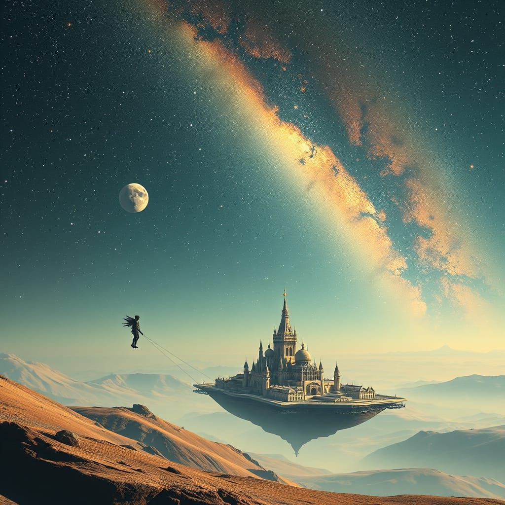 Cosmic Guardian Emerges in Starry Landscape