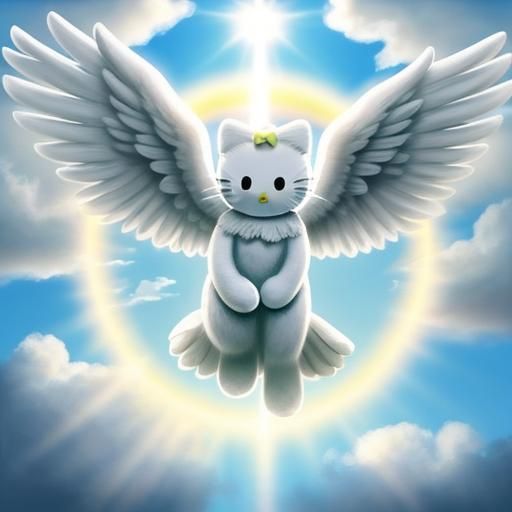 Hello Kitty with Angel Wings in Divine Light