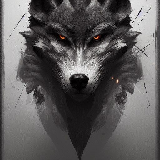 Hyperdetailed Shadow Wolf Portrait in Dark Fantasy Style