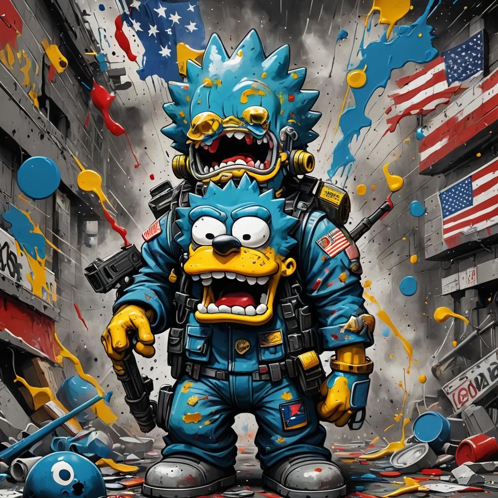 Angry Blue Wolf Graffiti Art in Underground War Zone